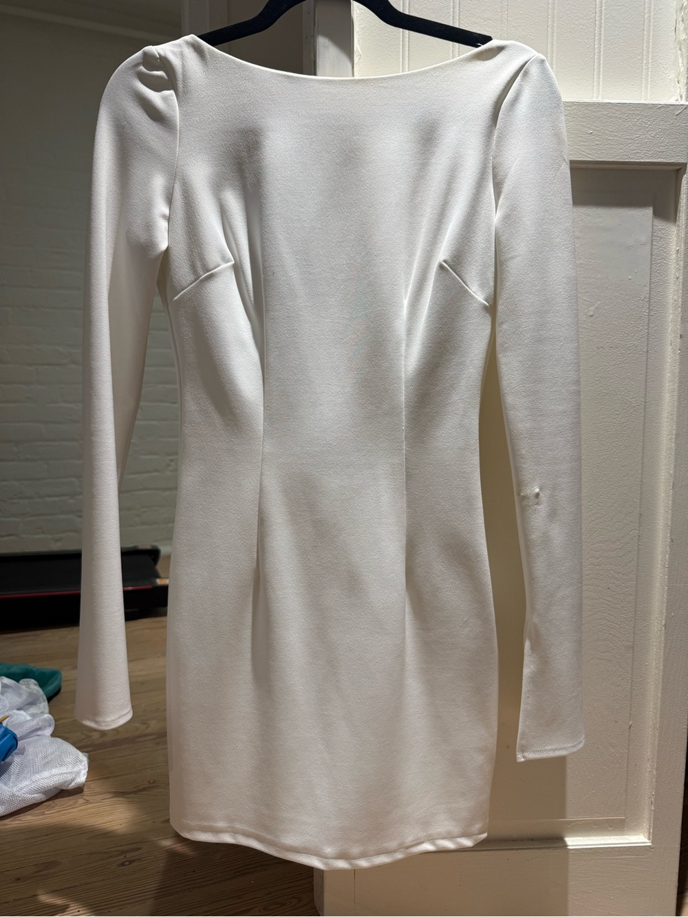Katie May Ivory Long Sleeve Boatneck Mini Dress